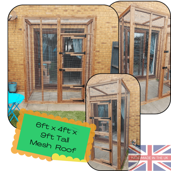 Catio / Cat Lean to 6FT X 4FT X 9FT Tall With Mesh Roof